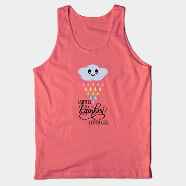 Raining Rainbow Happiness Kawaii Cute Rain Cloud in Purple Tank Top by Kelly Gigi